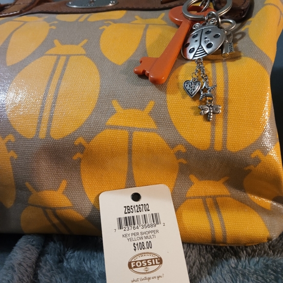 Fossil Yellow and Brown Ladybug Tote Bag - Picture 3 of 10